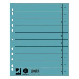 Q-Connect Trennblätter durchgefärbt - A4 Überbreite, blau, 100 Stück