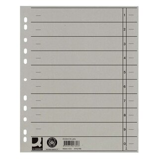 Q-Connect Trennblätter durchgefärbt - A4 Überbreite, grau, 100 Stück