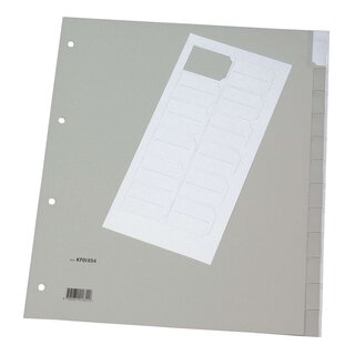 Q-Connect Register - blanko, PP, A4 Überbreite, 12 Blatt, grau