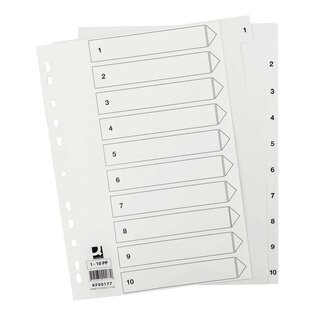 Q-Connect Zahlenregister - 1 - 10, PP, A4, 10 Blatt, weiß