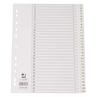 Q-Connect Zahlenregister - 1 - 31, PP, A4, 31 Blatt, weiß