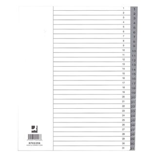 Q-Connect Zahlenregister - 1 - 31, PP, A4 Überbreite, 31 Blatt, grau