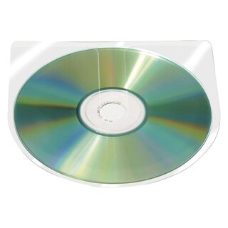 Q-Connect CD/DVD-Hüllen selbstklebend - ohne Lasche, transparent, Packung mit 10 Stück