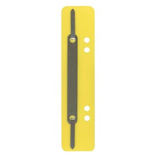 Q-Connect Heftstreifen Kunststoff, kurz - Deckleiste aus Metall, gelb, 25 Stück