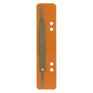 Q-Connect Heftstreifen Kunststoff, kurz - Deckleiste aus Metall, orange, 25 Stück