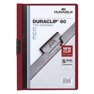 Durable Klemm-Mappe DURACLIP® 60, DIN A4, aubergine/dunkelrot