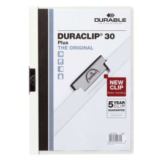 Durable Klemm-Mappe DURACLIP® 30 PLUS, DIN A4, weiß