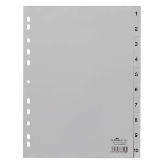 Durable Zahlenregister - PP, 1 - 10, grau, A4, 10 Blatt