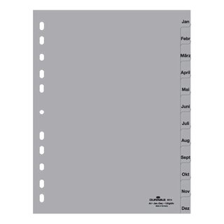 Durable Monatsregister - Jan. - Dez., A4, PP, grau, 12 Blatt