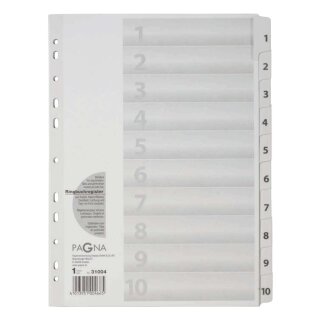 Pagna® Zahlenregister - 1 - 10, Karton, A4, 10 Blatt, weiß