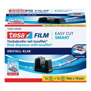 Tesa® Tischabroller Smart ecoLogo® - inkl. 1 Rolle Klebefilm kristal-klar