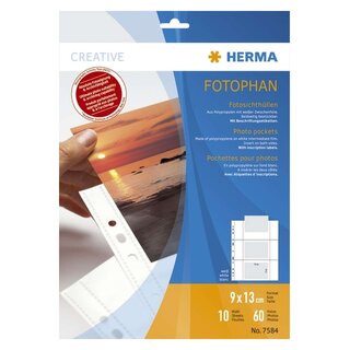 Herma 7584 Fotosichthüllen 90 x 130 mm quer weiß 10 Hüllen