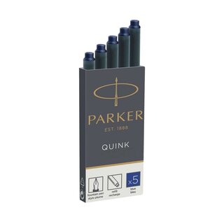 Parker Tinte für Füllhalter Quink Tintenpatrone, königsblau, 5 Patronen
