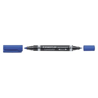 Staedtler® Permanentmarker Lumocolor® duo - nachfüllbar, 0,6 mm und 1,5 mm, blau
