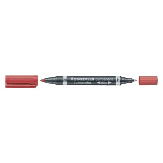 Staedtler® Permanentmarker Lumocolor® duo - nachfüllbar, 0,6 mm und 1,5 mm, rot