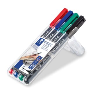 Staedtler® Feinschreiber Universalstift Lumocolor permanent, M, STAEDTLER Box mit 4 Farben