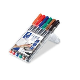 Staedtler® Feinschreiber Universalstift Lumocolor permanent, S, STAEDTLER Box mit 6 Farben