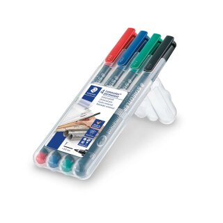 Staedtler® Feinschreiber Universalstift Lumocolor permanent, F, STAEDTLER Box mit 4 Farben