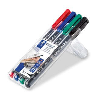 Staedtler® Feinschreiber Universalstift Lumocolor permanent, S, STAEDTLER Box mit 4 Farben