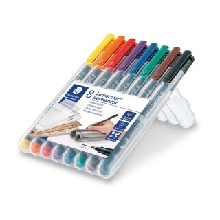 Staedtler® Feinschreiber Universalstift Lumocolor permanent, F, STAEDTLER Box mit 8 Farben