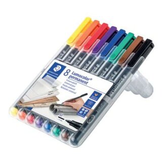 Staedtler® Feinschreiber Universalstift Lumocolor permanent, M, STAEDTLER Box mit 8 Farben