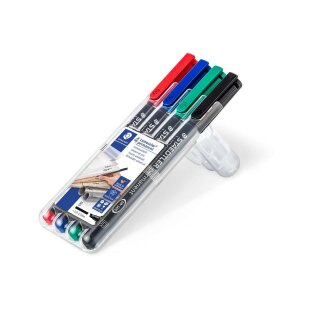 Staedtler® Feinschreiber Universalstift Lumocolor permanent, B, STAEDTLER Box mit 4 Farben