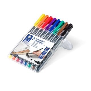 Staedtler® Feinschreiber Universalstift Lumocolor permanent, B, STAEDTLER Box mit 8 Farben