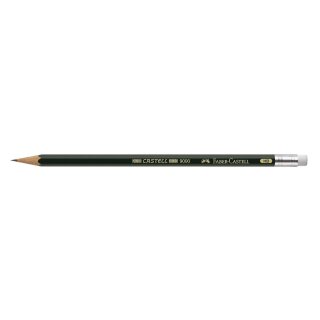 Faber-Castell Bleistift CASTELL® 9000 mit Radierer HB, Schaftfarbe: dunkelgrün