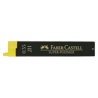 Faber-Castell Feinmine SUPER-POLYMER, 0,35 mm, 2H, tiefschwarz, 12 Minen