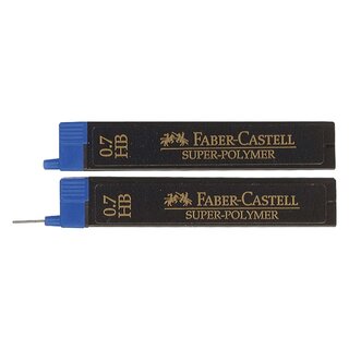 Faber-Castell Feinmine SUPER POLYMER, 0,7 mm, HB, tiefschwarz, 12 Minen