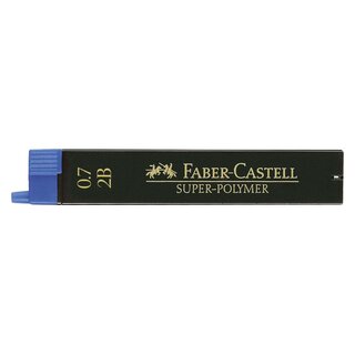 Faber-Castell Feinmine SUPER POLYMER, 0,7 mm, 2B, tiefschwarz, 12 Minen