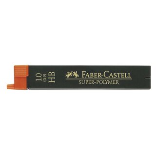 Faber-Castell Feinmine SUPER POLYMER, 0,9/1 mm, HB, tiefschwarz, 12 Minen
