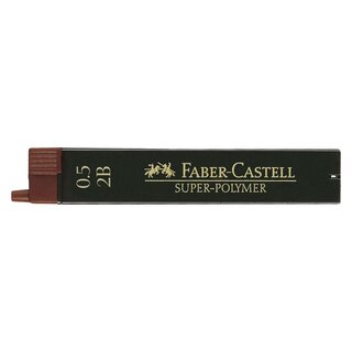 Faber-Castell Feinmine SUPER POLYMER, 0,5 mm, 2B, tiefschwarz, 12 Minen