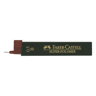 Faber-Castell Feinmine SUPER POLYMER, 0,5 mm, B, tiefschwarz, 12 Minen