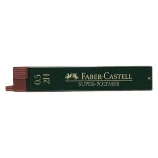 Faber-Castell Feinmine SUPER POLYMER, 0,5 mm, 2H, tiefschwarz, 12 Minen