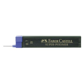 Faber-Castell Feinmine SUPER POLYMER, 0,7 mm, B, tiefschwarz, 12 Minen