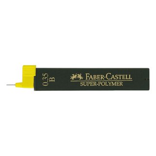 Faber-Castell Feinmine SUPER-POLYMER, 0,35 mm, B, tiefschwarz, 12 Minen
