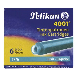 Pelikan Tintenpatrone 4001® TP/6 - türkis, Schachtel mit 6 Patronen