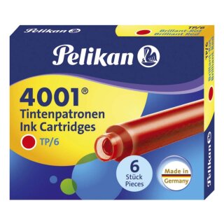 Pelikan Tintenpatrone 4001® TP/6 - brillant-rot, Schachtel mit 6 Patronen