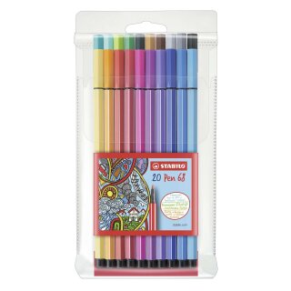 Stabilo® Fasermaler Pen 68 - Etui, 20 Farben