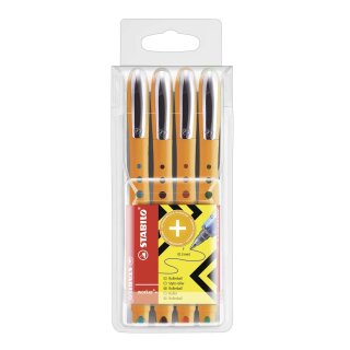Stabilo® Tintenroller worker® fine, 0,3 mm, Kunststoffetui mit 4 Stiften