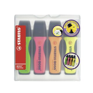 Stabilo® Premium-Textmarker BOSS® EXECUTIVE, Etui mit 4 Stiften