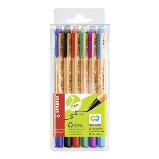 Stabilo® Faserschreiber GREENpoint®, 0,8 mm, Etui mit 6 Stiften