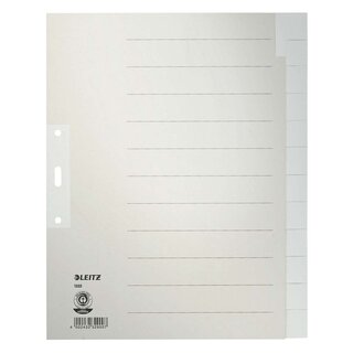 Leitz 1222 Register - Tauenpapier, blanko, A4 Überbreite, 12 Blatt, grau