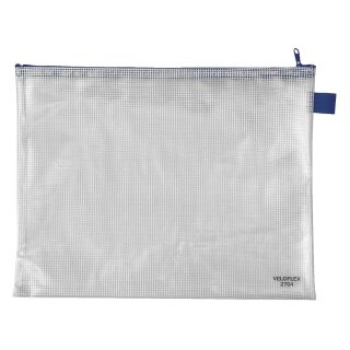 Veloflex® Reißverschlusstaschen - transparent/blau, A4, 355 x 270 mm