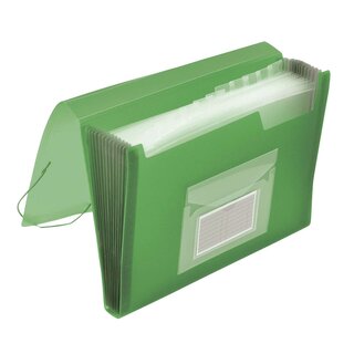 Q-Connect Fächermappen mit 13 Taschen - transluzente Farben: grün