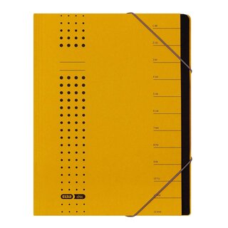 Elba Ordnungsmappe chic, Karton (RC), 450 g/qm, A4, 12 Fächer, gelb