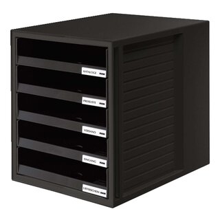 HAN Schublabdenbox SCHRANK-SET - A4/C4, 5 offene Schubladen, schwarz