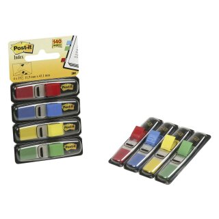 Post-it® Index Mini Typ 683 - 11,9 x 43,2 mm, Grundfarben: blau, gelb, grün, rot