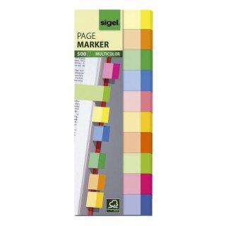 Sigel® Haftmarker Multicolor - 50 x 15 mm, 10 Farben, 500 Streifen